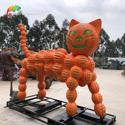 comprare Figura robotica in fibra di vetro resistente Gatto zucca per la decorazione del festival di Halloween online manufacture