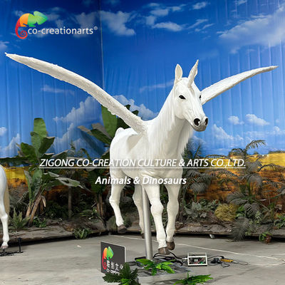 Animali Animatronici Simulazione Unicorno Con Le Ali Per La Decorazione Del Parco Tematico