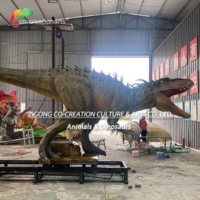 Un buon prezzo. Servo-animatronico realistico Indominus Rex Dinosauro con sistema di movimento di pista per le attrazioni del parco a tema in linea